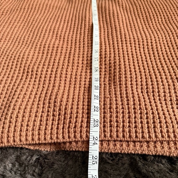 Free People Pullover Waffle knit sweater Oversized Orange Brown Distressed L - Picture 11 of 15